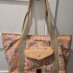 Dooney & Bourke Colorful Grafitti Print Weekender Canvas Tote Bag